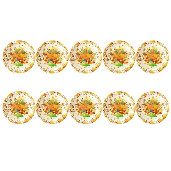 Drses 10 Piece Thanksgiving Halloween 9 Inch Turkey Letters Fruit Pumpkin Disposable Paper Plates For Dinner Parties Convenient And Portable Use