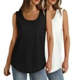 thumbnail image 1 of Drses 2PC Womens Tank Tops Summer Loose Sleeveless Tops Ribbed Trim Scoop Neck Curved Hem Womens Summer Tops, 1 of 8