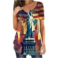thumbnail image 1 of Drses 4th of July Independence Day T-Shirts Womens Scrub Tops Sloping Collar Workwear Scrub T-Shirts with Double Pockets, 1 of 6