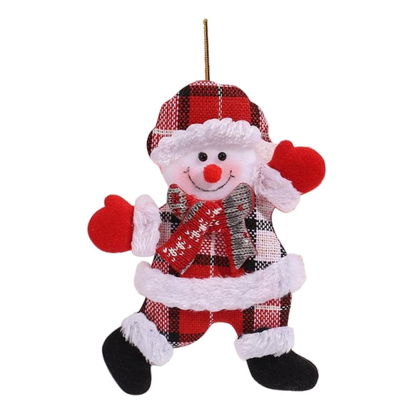 Drses‌‌ Christmas Tree Pendants Christmas Cloth Figurine Pendants Red Plaid Dancing Santa Claus Snowman Doll Pendants Suitable For Christmas Decoration