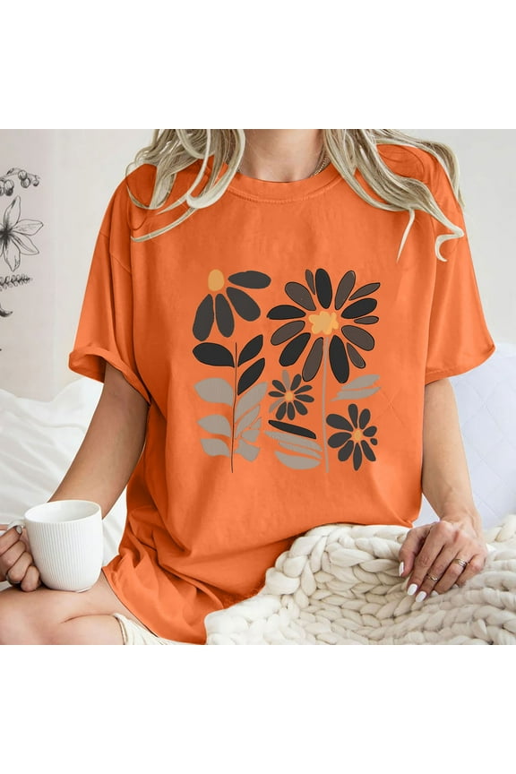 Cute Spring Tshirt Oversized Floral Graphic Tees Vintage Wildflower Shirt Womens Boho Hiking T Shirt Summer Plant Tops