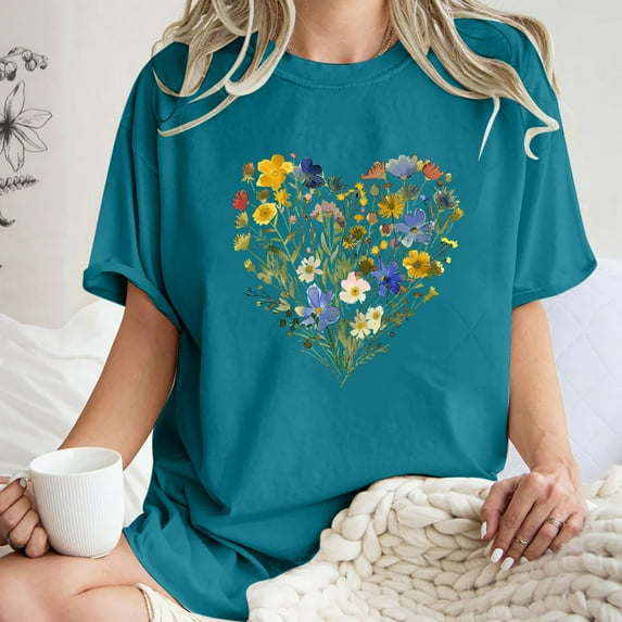 Drses Cute Spring Tshirt Oversized Floral Graphic Tees Vintage Wildflower Shirt Womens Boho Hiking T Shirt Summer Plant Tops