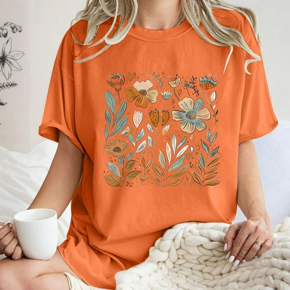 Drses Cute Spring Tshirt Oversized Floral Graphic Tees Vintage Wildflower Shirt Womens Boho Hiking T Shirt Summer Plant Tops