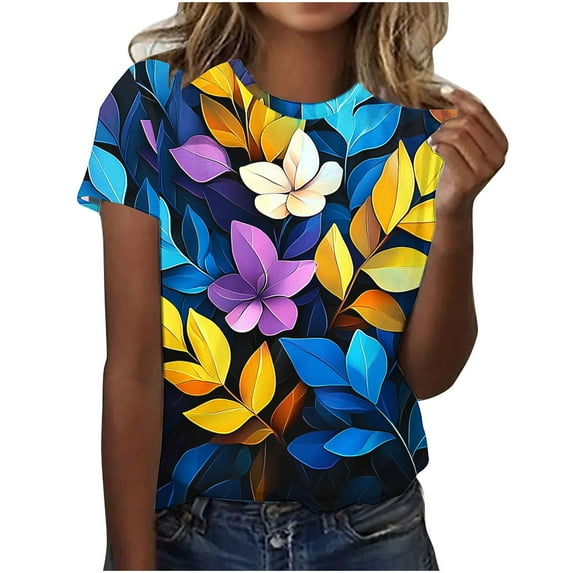 Drses Fashion Women's 3D Printed Floral T-Shirt | Loose Casual Summer Short Sleeve Round Neck Graphic Tee