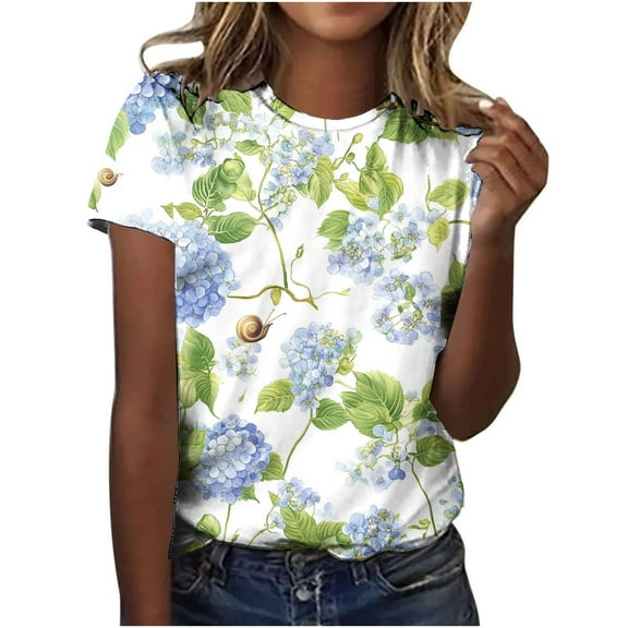 Drses‌ ‌‌‌‌‌‌‌‌‌‌‌‌‌‌‌‌‌‌‌‌‌‌‌‌‌‌‌Fashion Women's Floral Graphic Crewneck Tee | Boho Printed Short Sleeve Top for Summer Casual & Western Outfits‌