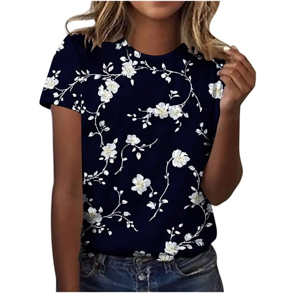 Drses‌ ‌‌‌‌‌‌‌‌‌‌‌‌‌‌‌‌‌‌‌‌‌‌‌‌‌‌‌Fashion Women's Floral Graphic Crewneck Tee | Boho Printed Short Sleeve Top for Summer Casual & Western Outfits‌