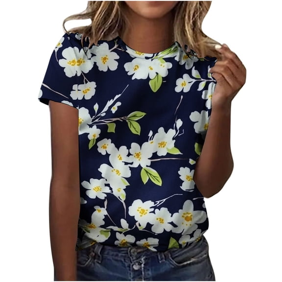Drses Fashion Women's Floral Graphic Crewneck Tee | Boho Printed Short Sleeve Top for Summer Casual & Western Outfits
