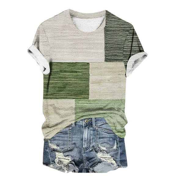 Drses‌‌ ‌‌‌‌‌‌‌‌‌Fashion Women's Retro Checkered Printed Tee | Short Sleeve Summer Casual Round Neck Top‌