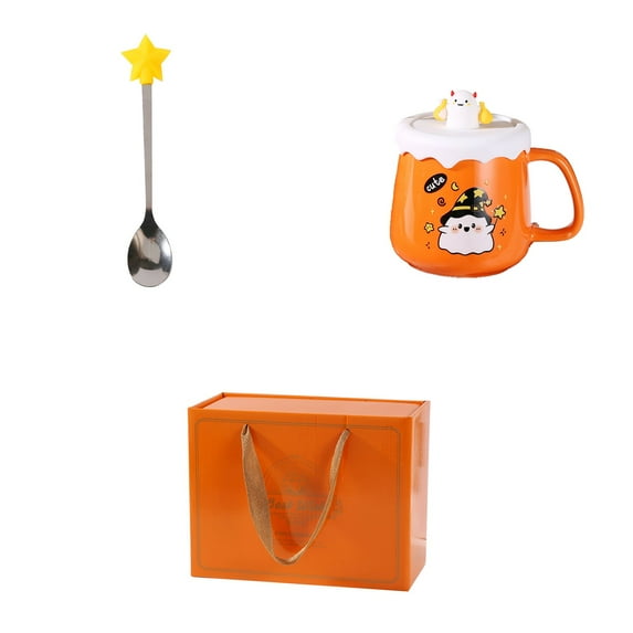 Drses Funny Party Ceramic Mug With Lid Personality Office Water Cup Household Cup Halloween Cup Ghost Cup Gift Set 400ml