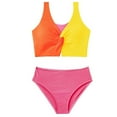 thumbnail image 1 of Drses ‌Girls' Color Block Ribbed Tankini Set - 2 Piece Swimsuits for Teens 8-12 Years with Tummy Control & Quick Dry Fabric, 1 of 6