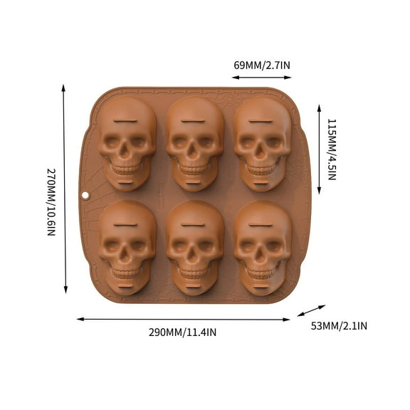 Drses‌‌ Halloween 6-piece Cake Mould Silicone Skull Baking Cake Mould Large Skull Mould