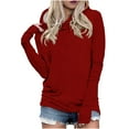 thumbnail image 1 of Drses Hoodies for Women Casual Long Sleeve Solid Color Crew Neck Pullover Blouse Lightweight Tops with Thumb Holes, 1 of 5