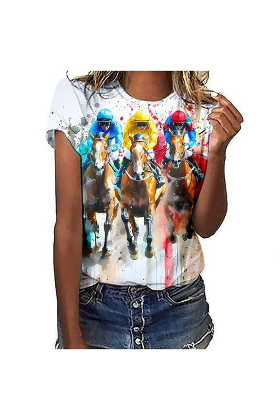 Horse Lover T-Shirt Women Western Horse Gifts for Girls Western Funny Cute Animal Graphic Tees Short Sleeve Tops