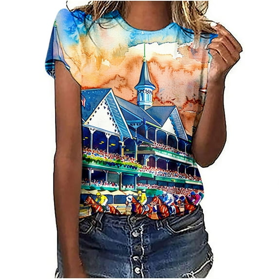 Drses Horse Lover T-Shirt Women Western Horse Gifts for Girls Western Funny Cute Animal Graphic Tees Short Sleeve Tops