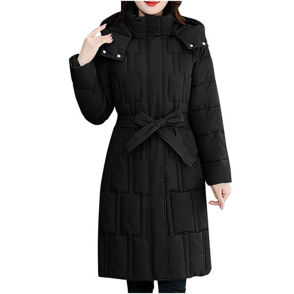 Drses Long Puffer Jacket for Women,Thickened Winter Coat Hooded with Deep Pockets,Ladies Warm Winter Jacket