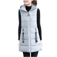 thumbnail image 1 of Drses Long Puffer Vest Women Winter Lightweight Zip up Sleeveless Puffy Jacket Hooded Warm Padded Gilet Outerwear Vests, 1 of 3