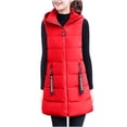 thumbnail image 1 of Drses Long Puffer Vest Women Winter Lightweight Zip up Sleeveless Puffy Jacket Hooded Warm Padded Gilet Outerwear Vests, 1 of 3