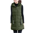 thumbnail image 1 of Drses Long Puffer Vest Women Winter Lightweight Zip up Sleeveless Puffy Jacket Hooded Warm Padded Gilet Outerwear Vests, 1 of 3
