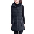 thumbnail image 1 of Drses Long Puffer Vest Women Winter Lightweight Zip up Sleeveless Puffy Jacket Hooded Warm Padded Gilet Outerwear Vests, 1 of 3