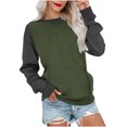 thumbnail image 1 of Drses Long Sleeve Womens Tops Womens Casual Loose Patchwork Splicing Long Sleeved Round Neck Tops With Pocket Women's sweatshirts, 1 of 5