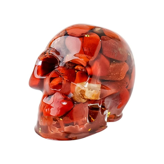 Drses Natural Crystal Gravel Drip Resin Skull Skull Resin Crafts Halloween Decoration Ghost Head Gift