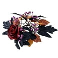 thumbnail image 1 of Drses‌‌ News Halloween Candle Holders Candle Wreath Ring Black Fake Rose Flower Candle Table Arrangement Decoration Ornament, 1 of 6
