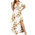 thumbnail image 1 of Drses Plus Size Maxi Dress Women V Neck Short Sleeve Floral High Low Flowy Summer Beach Casual Long Maxi Dress, 1 of 5