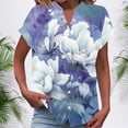 thumbnail image 1 of Drses Plus Size Tops for Women Short Sleeve Blouses Casual Loose Fit Printed Button V Neck Tops Ladies Short Sleeve T-Shirts Fit, 1 of 4