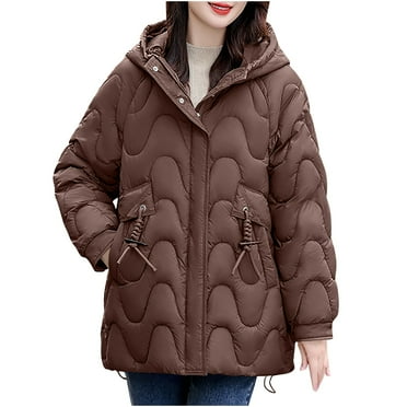 Drses Plus Size Winter Coats for Women Full Zipped Padded Jackets Hooded Down Coat Casual Winter Clothes for Women
