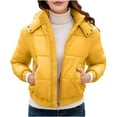 thumbnail image 1 of Drses Puffer Jacket Womens with Hood Shiny Bubble Zip Up Winter Padded Fashion Puffy Layer Jacket Coat, 1 of 9