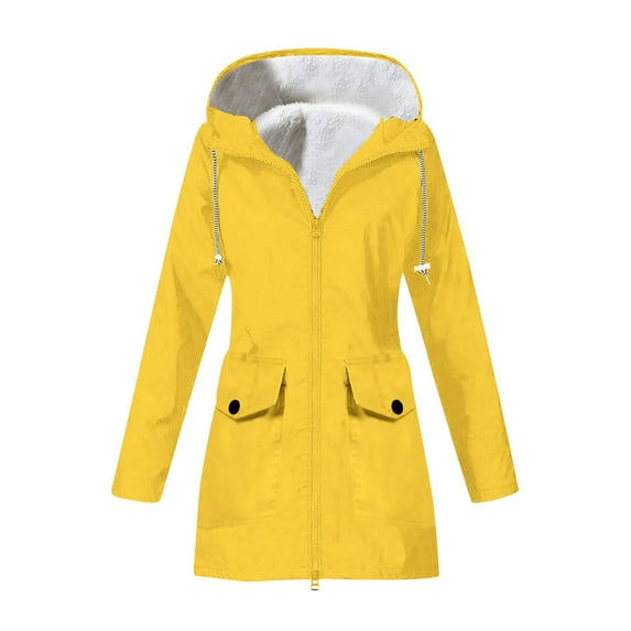 Drses Rain Jacket Women Fall Lightweight Waterproof Raincoat Windbreaker Outdoor Hooded Trench Coat