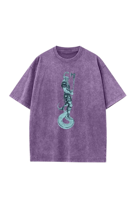  Retro Batik T-Shirt for Men - 100% Cotton Distressed Short Sleeve Top Crewneck Blouse