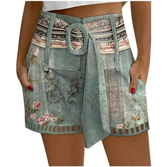 Drses Shorts for Women Women'S Summer Lace Lace Patchwork Casual Belt Print Shorts Women's Athletic Shorts with Pockets