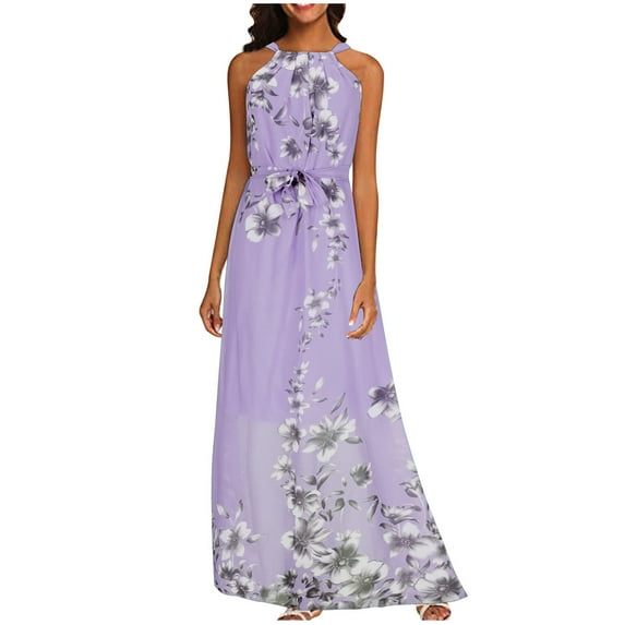 Drses Sleeveless Dress for Women Summer Ladies Summer Bohemian Vacation Strap Printed Sleeveless Dress Sundress for Women 2024