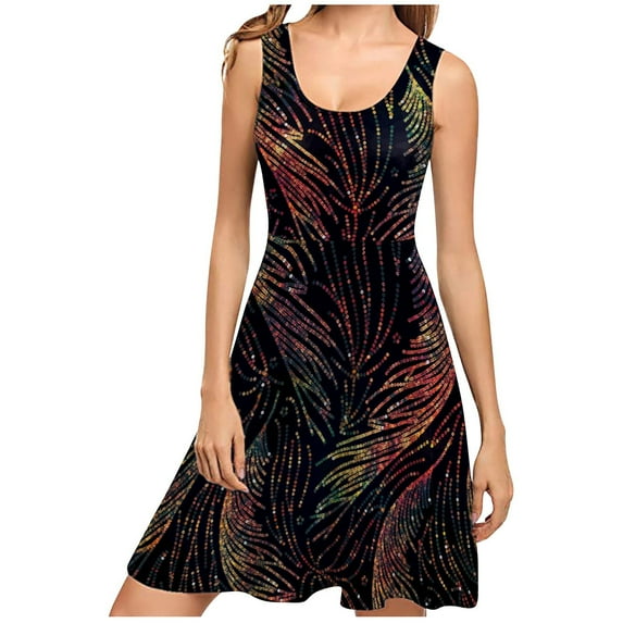 Drses Sleeveless Dress for Women Summer Ladies Summer Fashion Printed Sleeveless Long Dress Sundress for Women 2024