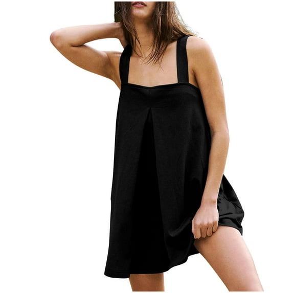 Drses Sleeveless Dress for Women Summer Women's Fashion Casual Comfort Solid Color Sleeveless Camis Dress Sundress for Women 2024