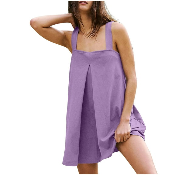 Drses Sleeveless Dress for Women Summer Women's Fashion Casual Comfort Solid Color Sleeveless Camis Dress Sundress for Women 2024
