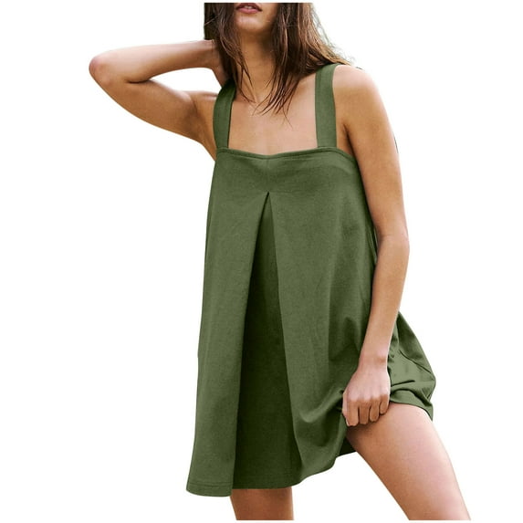 Drses Sleeveless Dress for Women Summer Women's Fashion Casual Comfort Solid Color Sleeveless Camis Dress Sundress for Women 2024