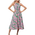 thumbnail image 1 of Drses Sleeveless Dress for Women Summer Women's Fashion Comfort Sexy Tie Camis Sleeveless Printing Round Neck Dress Sundress for Women 2024, 1 of 7