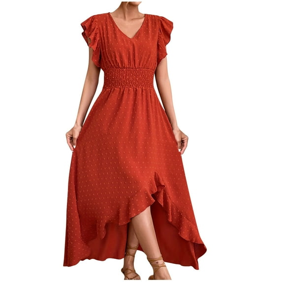 Drses Sleeveless Dress for Women Summer Women's Summer Casual Solid Color Fashion Elastic Waist Sleeveless V-neck Dress Sundress for Women 2024