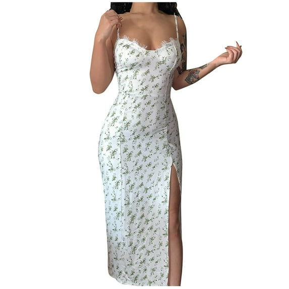 Drses Sleeveless Dress for Women Summer Women's Summer Hot Selling Sleeveless New Small Floral Split Strap Dress Sundress for Women 2024