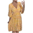 thumbnail image 1 of Drses Summer Dresses for Women 2024 Casual V Neck Floral Bohemian Wrap 3/4 Sleeve Midi Dress, 1 of 8