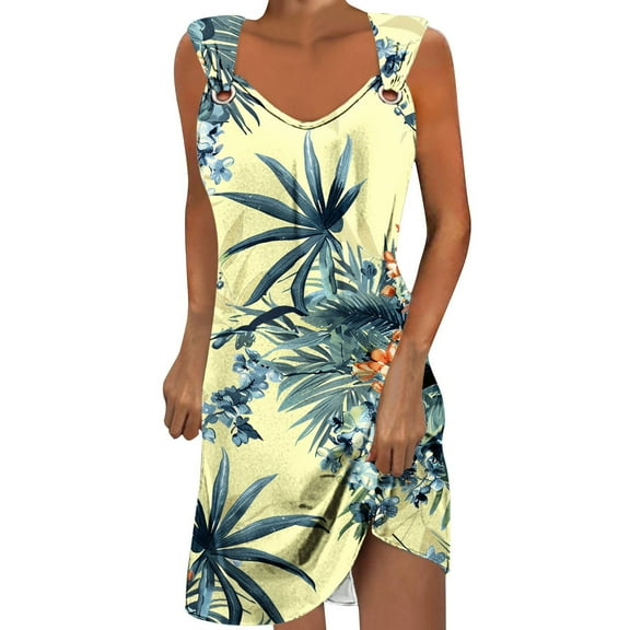 Drses Summer Dresses for Women 2024 Vacation Trendy Floral Boho Mini Dress Sleeveless Casual Beach Sundresses Cover Ups