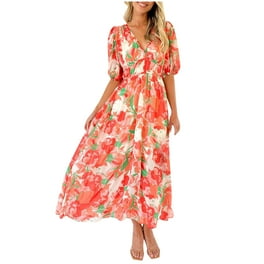 Casual Print Fold V Neck Short Sleeve Dress Dresses
