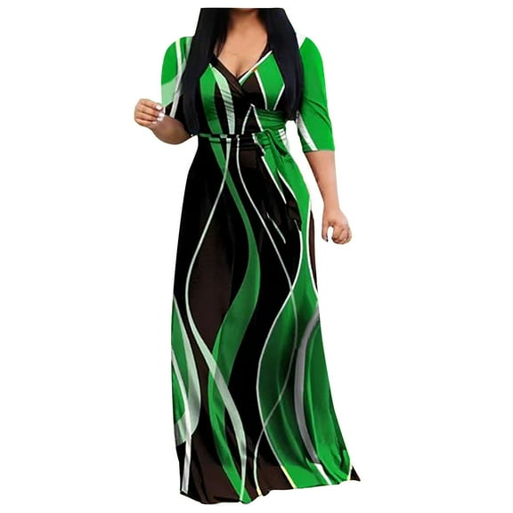 Drses Summer Dresses for Women 2024 Women's Summer Fashionable Waist Cinching Print Short Sleeved V-neck Dress Women's Casual Dresses