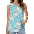 thumbnail image 1 of Drses Summer Tank Tops for Women Loose Fit Pleated Square Neck Sleeveless Tops Curved Hem, 1 of 3