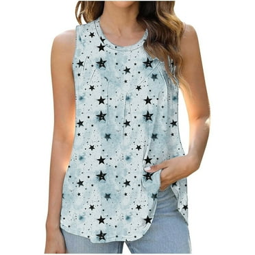 Drses Summer Tank Tops for Women Loose Fit Pleated Square Neck Sleeveless Tops Curved Hem
