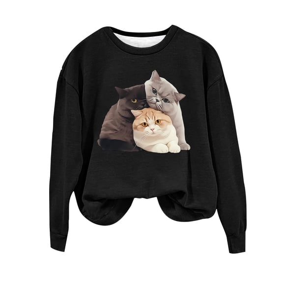 Drses Sweatshirts for Women Long Sleeve Tops Floral Trendy Round Neck Tops for Women Trendy Going Out Hoodless Sweatshirts