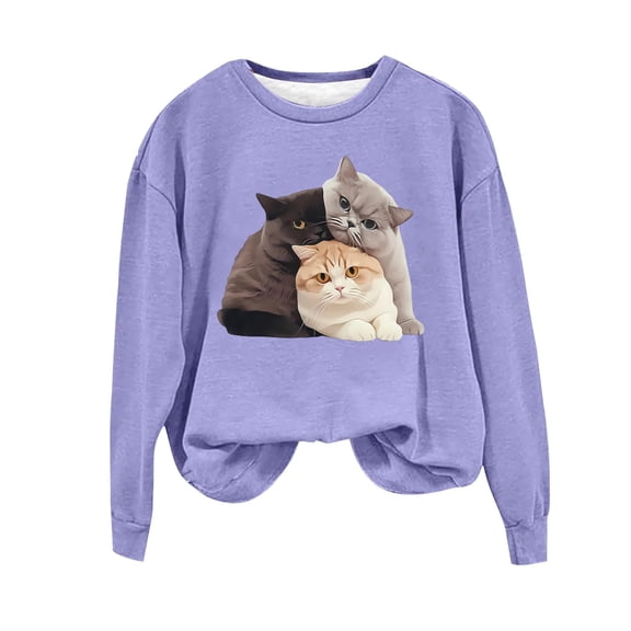 Drses Sweatshirts for Women Long Sleeve Tops Floral Trendy Round Neck Tops for Women Trendy Going Out Hoodless Sweatshirts