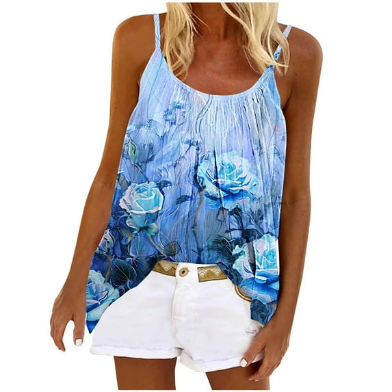 Drses Tank Top for Women Spaghetti Strap Camisole Summer Scoop Neck Loose Fit Casual Sleeveless Shirts Top